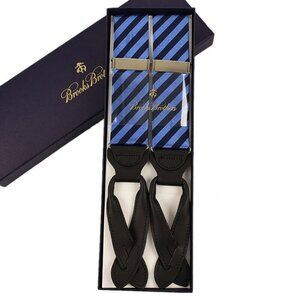 BROOKS BROTHERS Blue Navy Striped Silk Braces Suspenders USA NWT
